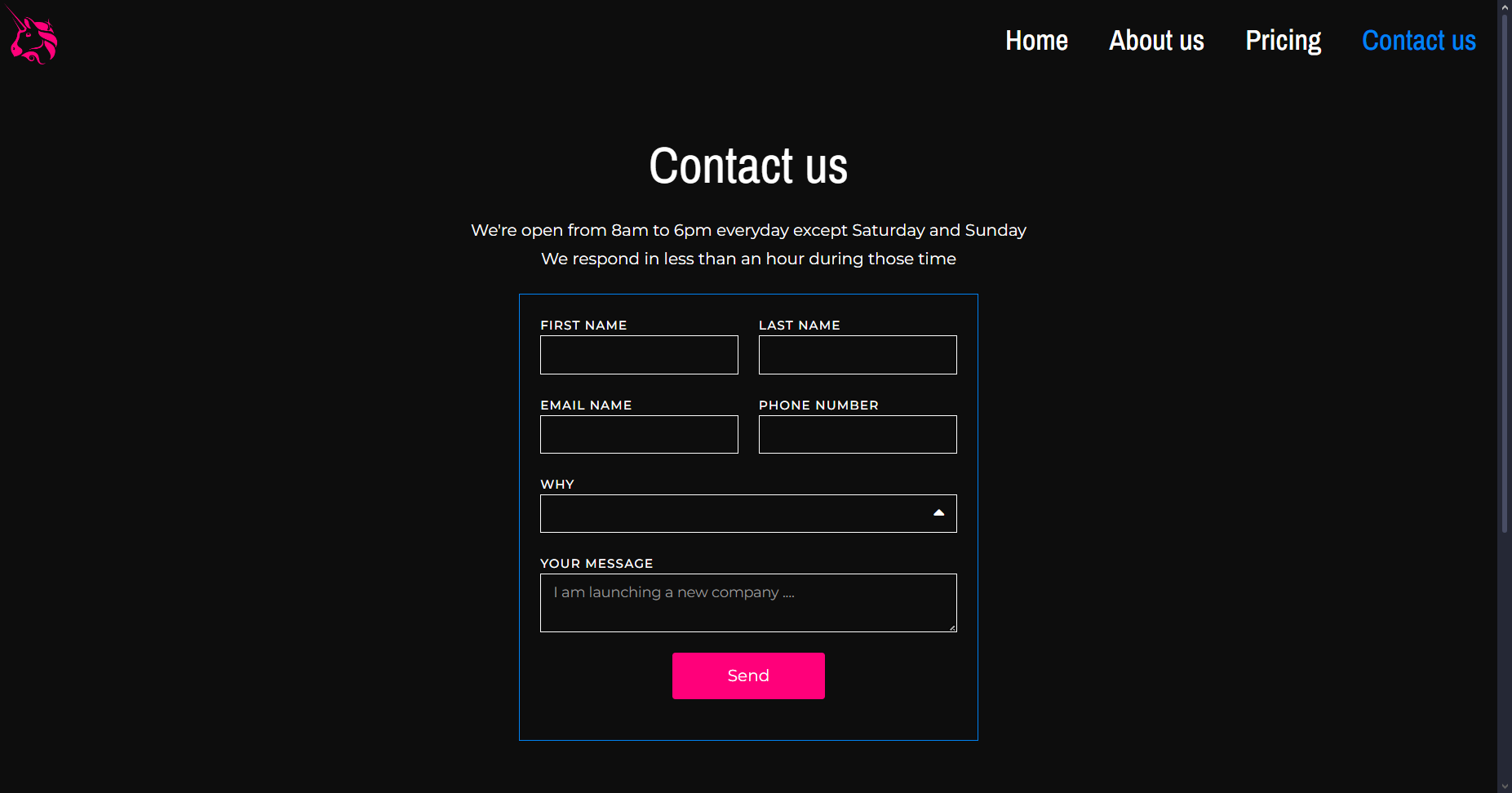 Contact Page Communication Company