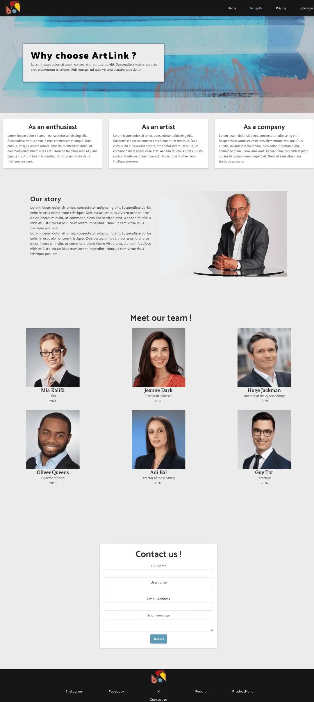 About Us full Page Art Company